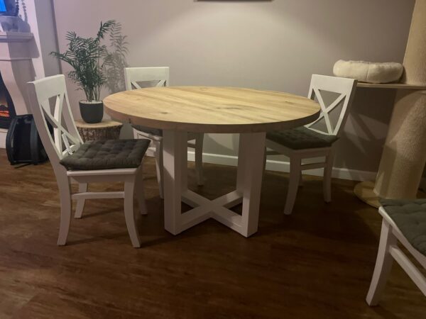 Eiken ronde tafel met Dubbele U onderstel - Afbeelding 2