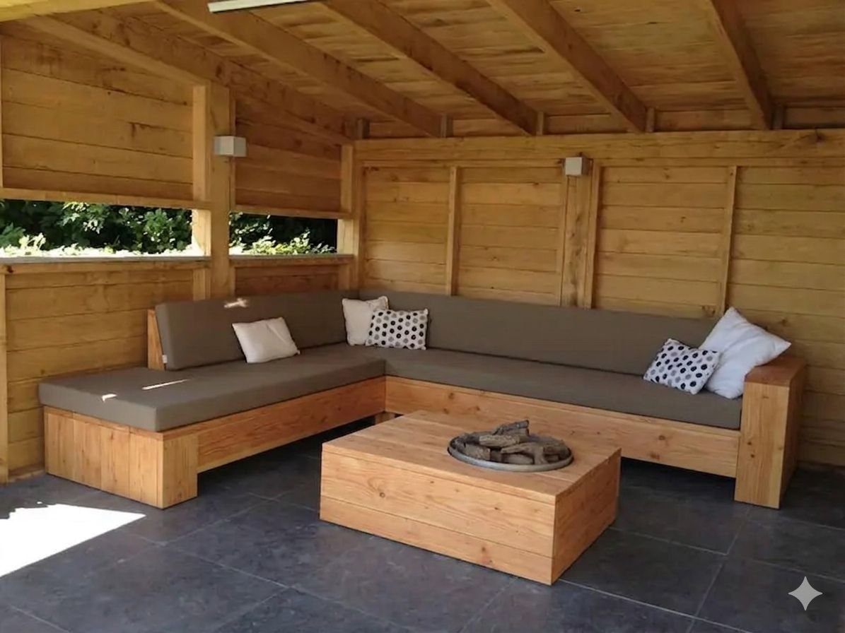 Douglashout Hoekbank Chaise