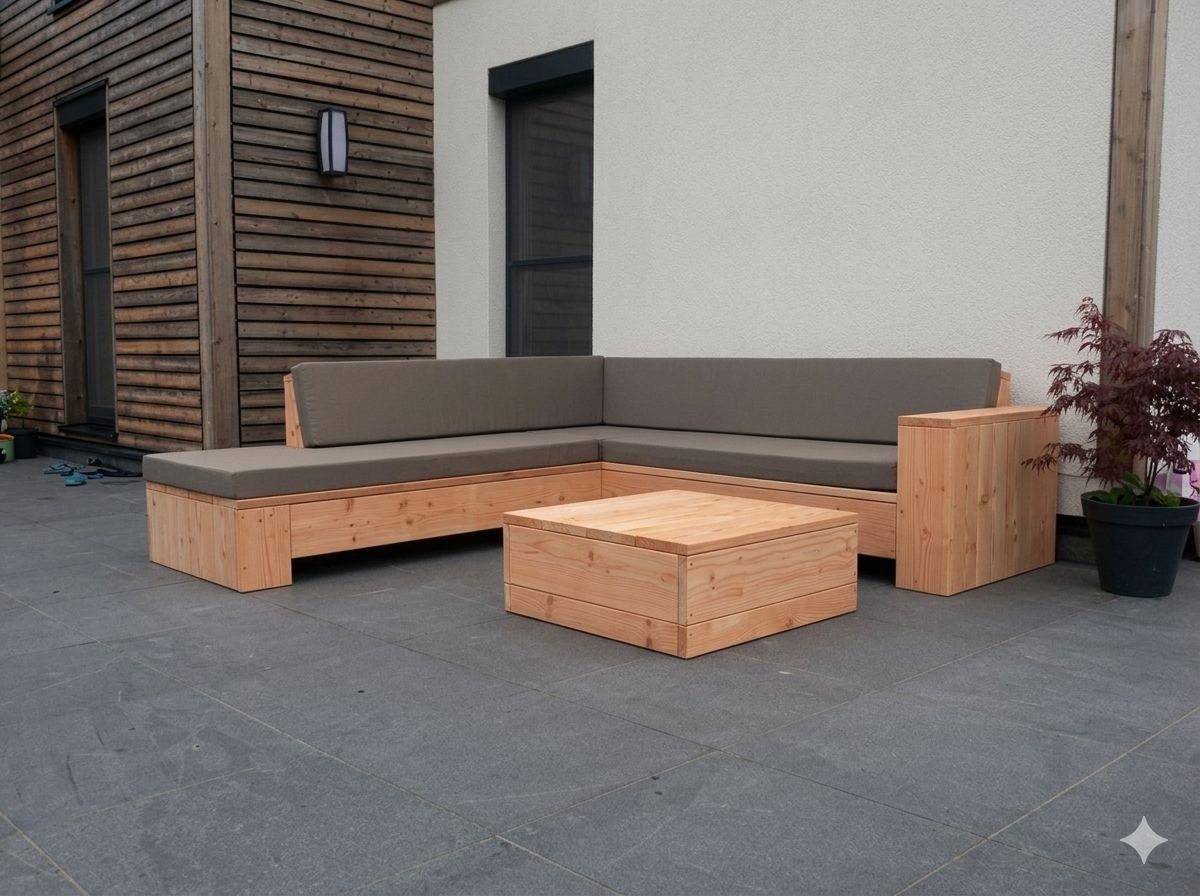 Douglashout Hoekbank Chaise