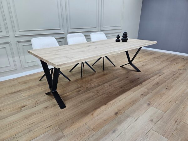 Eiken boomstam tafel Lage X poten - Afbeelding 2