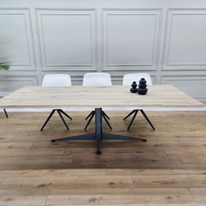 Eiken boomstam tafel Octo onderstel