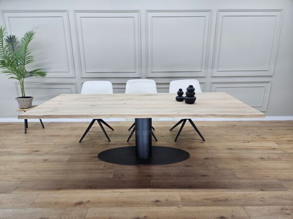 Eiken boomstam tafel O-Ovaal onderstel