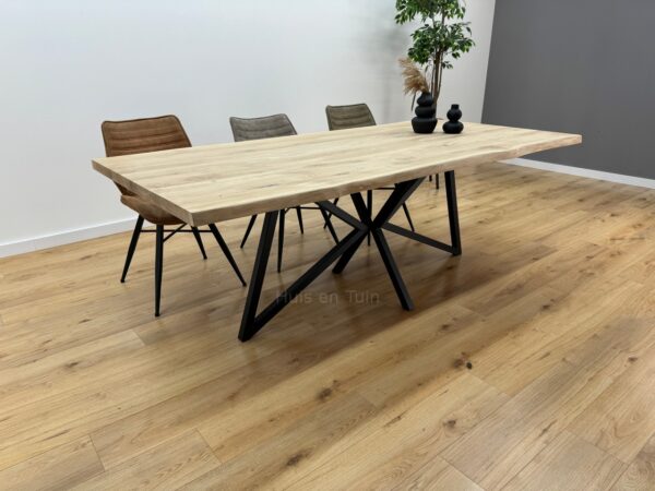 Eiken boomstam tafel X-Vlinder onderstel - Afbeelding 2