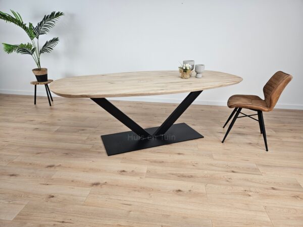 Eiken Deens ovale tafel met V-Poot