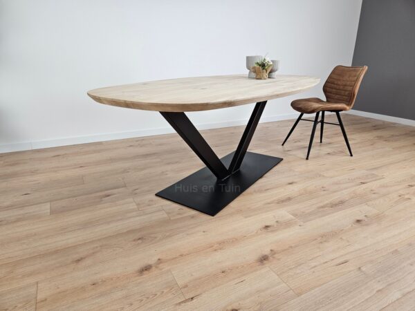 Eiken Deens ovale tafel met V-Poot - Afbeelding 2